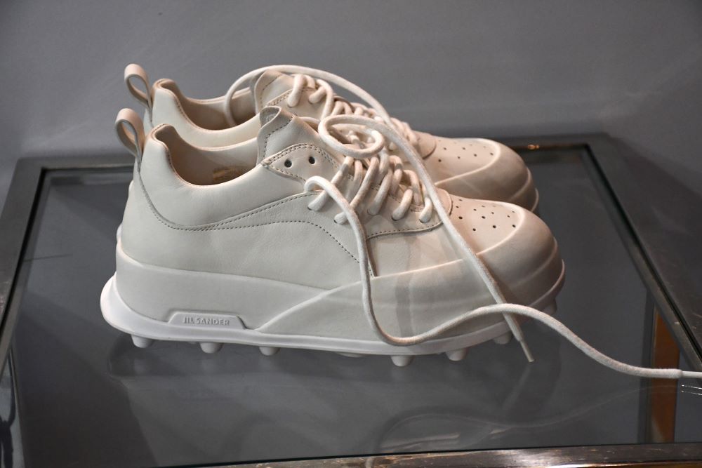 preowned Jill Sander Orb White  lace up Trainers 