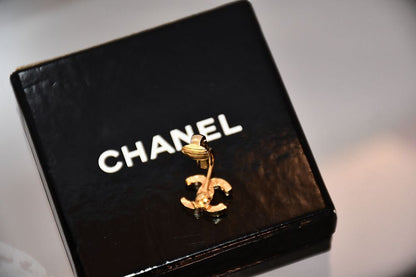 Chanel Interlocking CC Sculpted 24K Gold Plated Earrings