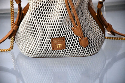 Tom Ford Disco Champagne Mesh Small Bucket Bag Unused