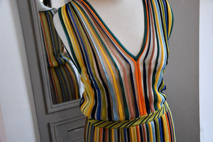 Missoni Striped Sleeveless Multicolour Maxi Dress (10-12)