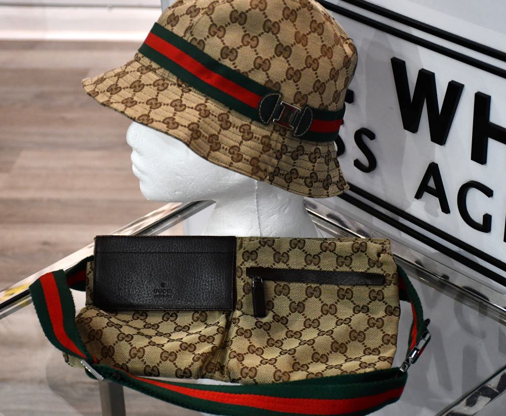 Gucci Monogram Canvas Leather Belt Bag