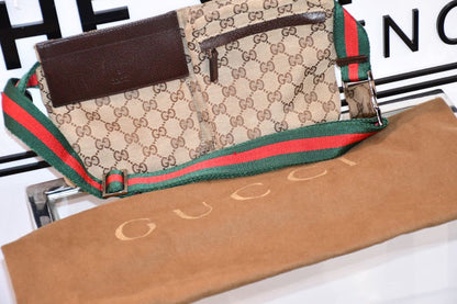 Gucci Monogram Canvas Leather Belt Bag