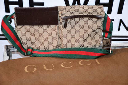 Gucci Monogram Canvas Leather Belt Bag