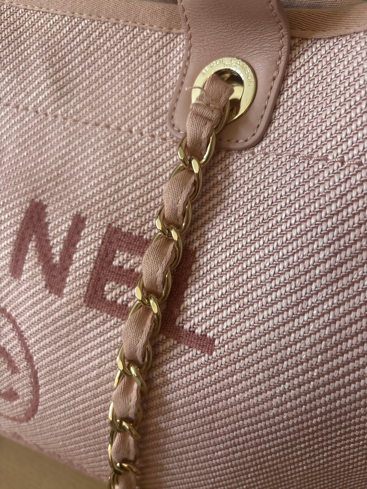 Authentic Chanel long shoulder straps showing hardware detail 