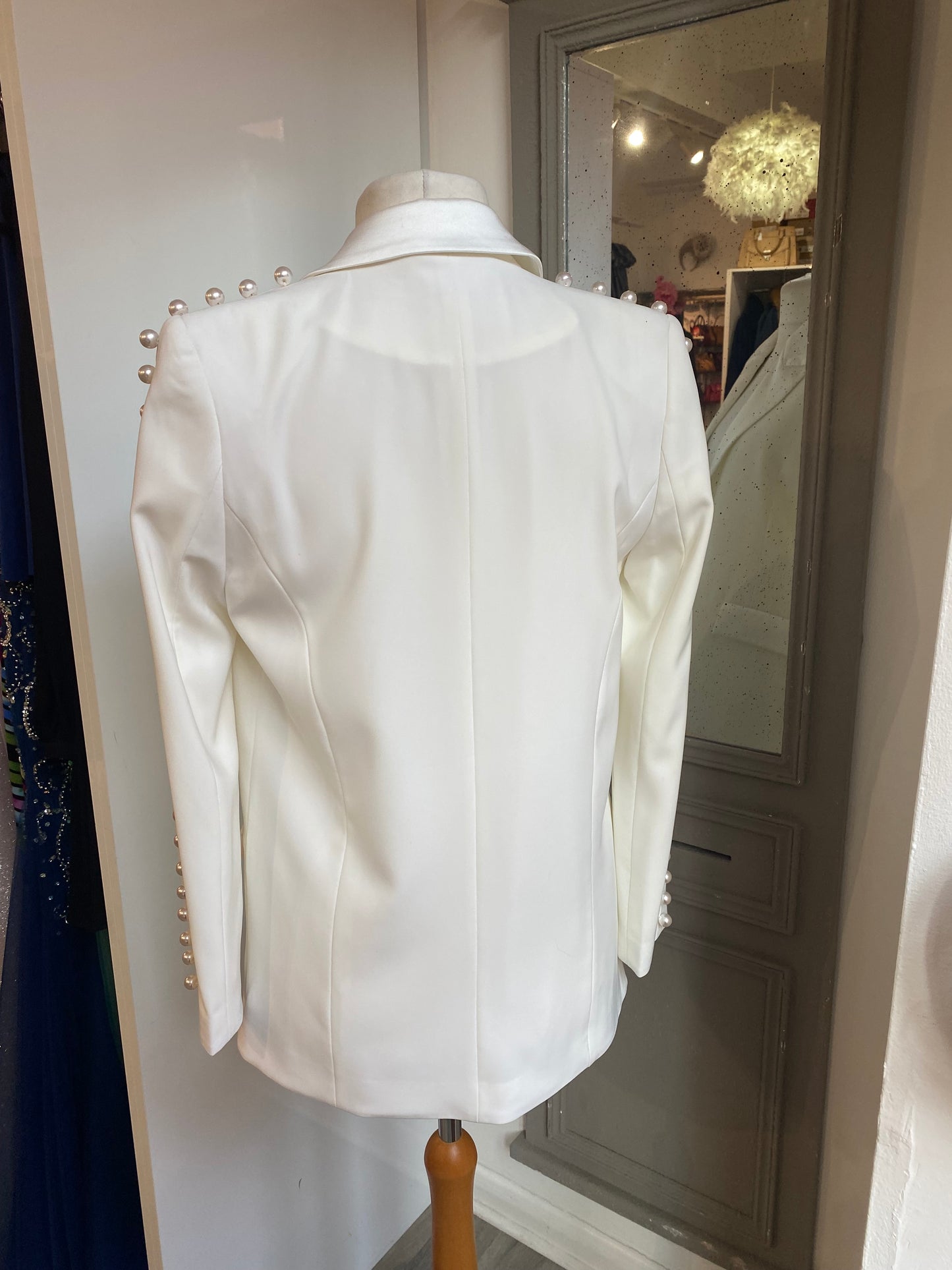 Nadine Merabi White Pearl Jacket (S/M) NO Discount