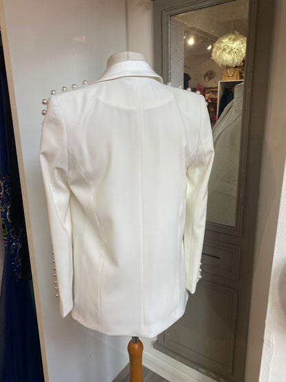 Nadine Merabi White Pearl Jacket (S/M) NO Discount