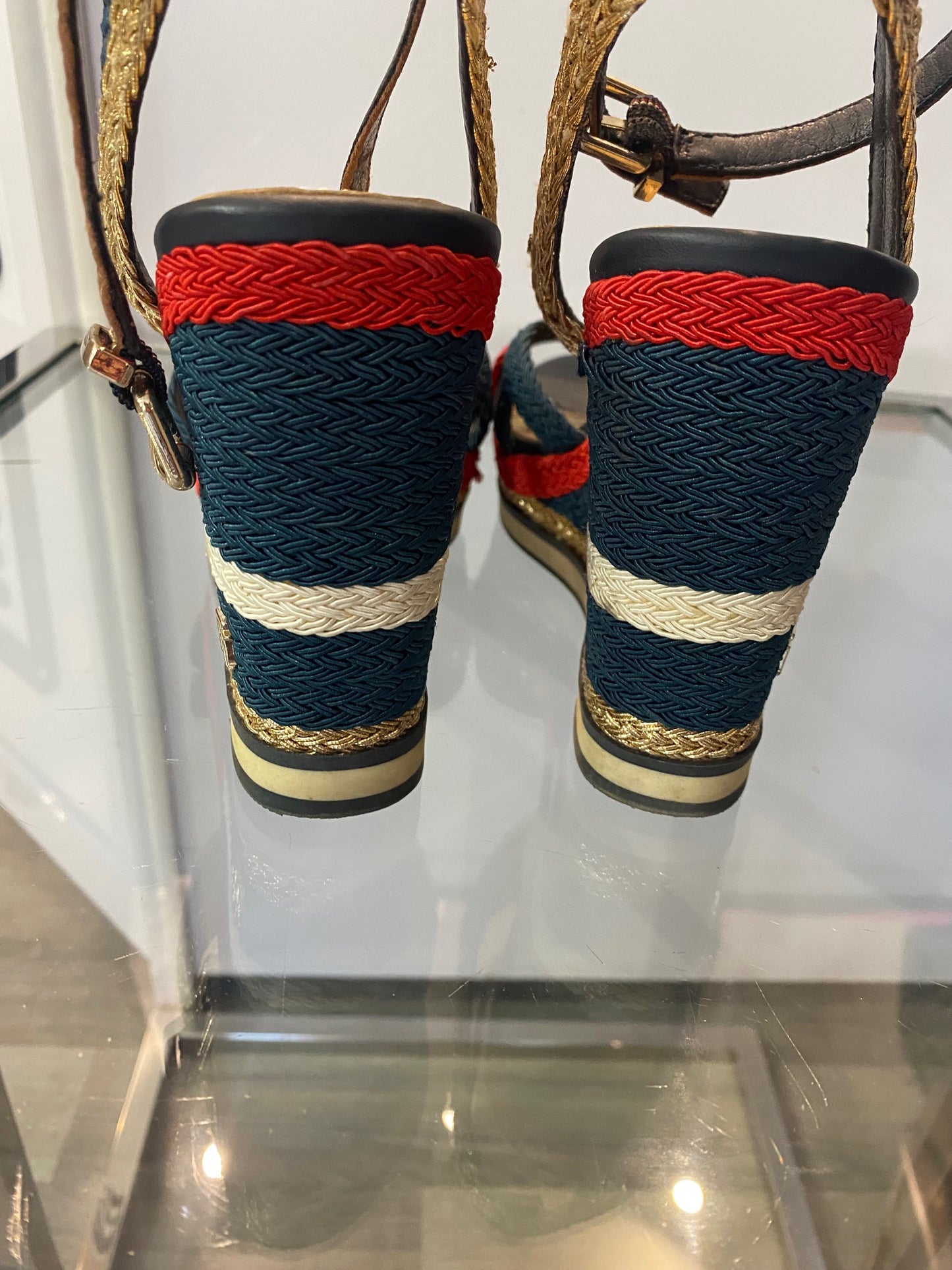 Tommy Hilfiger Navy and Red High Wedge Sandals (5)