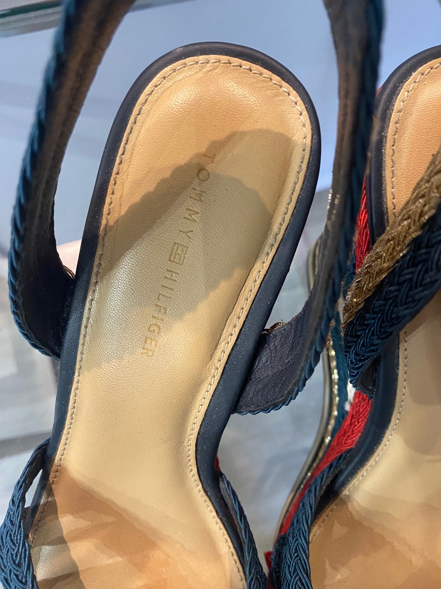 Tommy Hilfiger Navy and Red High Wedge Sandals (5)