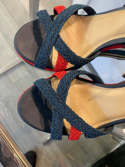 Tommy Hilfiger Navy and Red High Wedge Sandals (5)