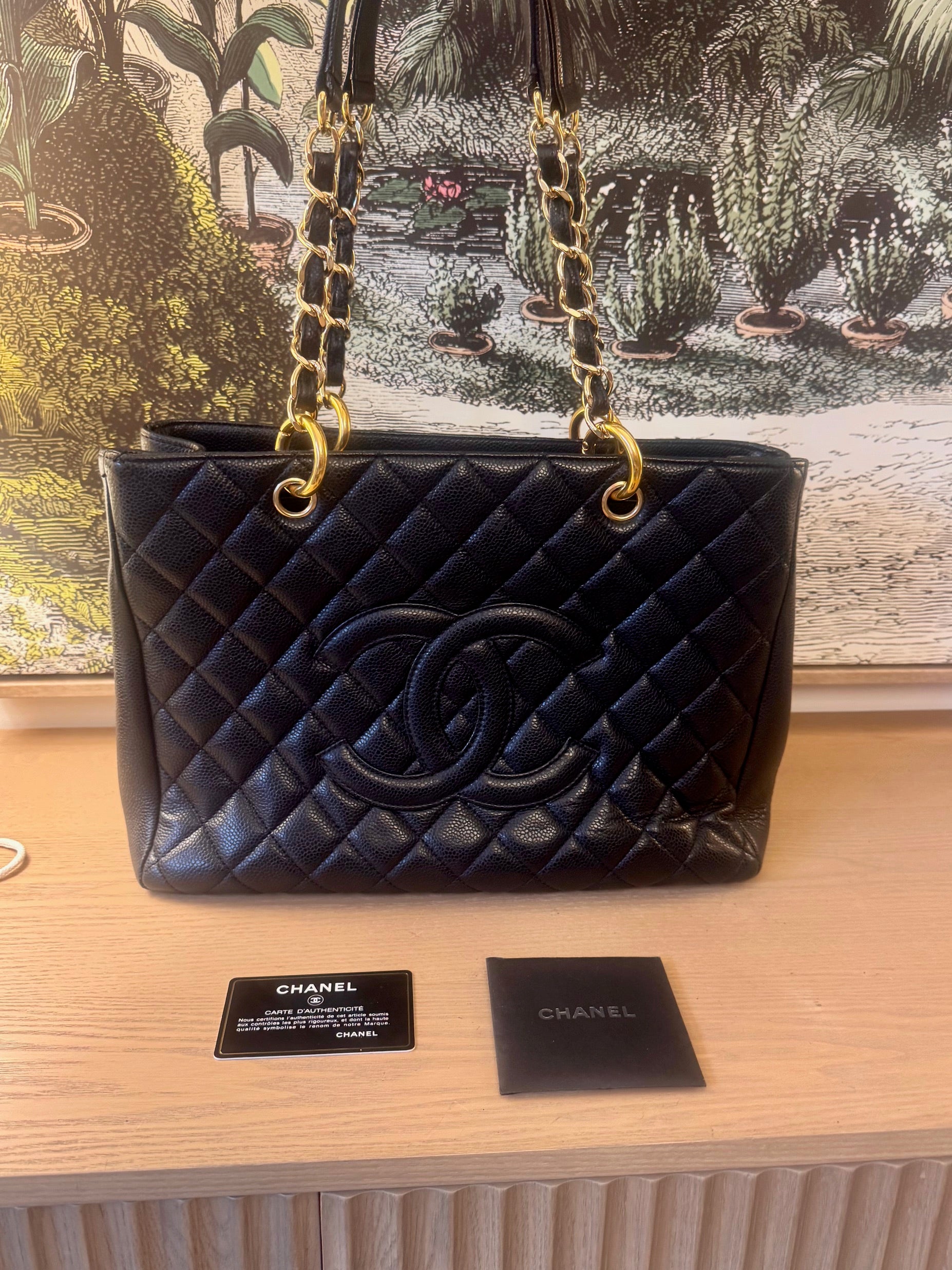 prelovec Chanel Grand Shopping Tote CC Caviar Bag with serial card