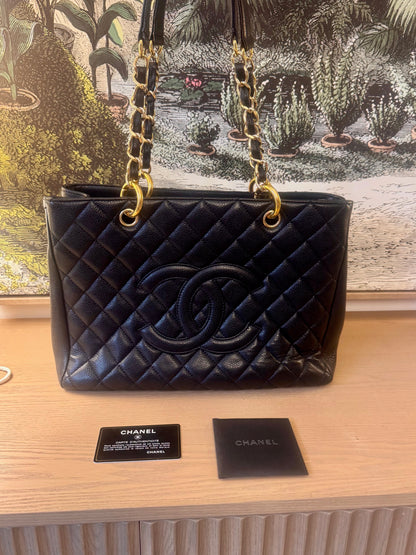 prelovec Chanel Grand Shopping Tote CC Caviar Bag with serial card