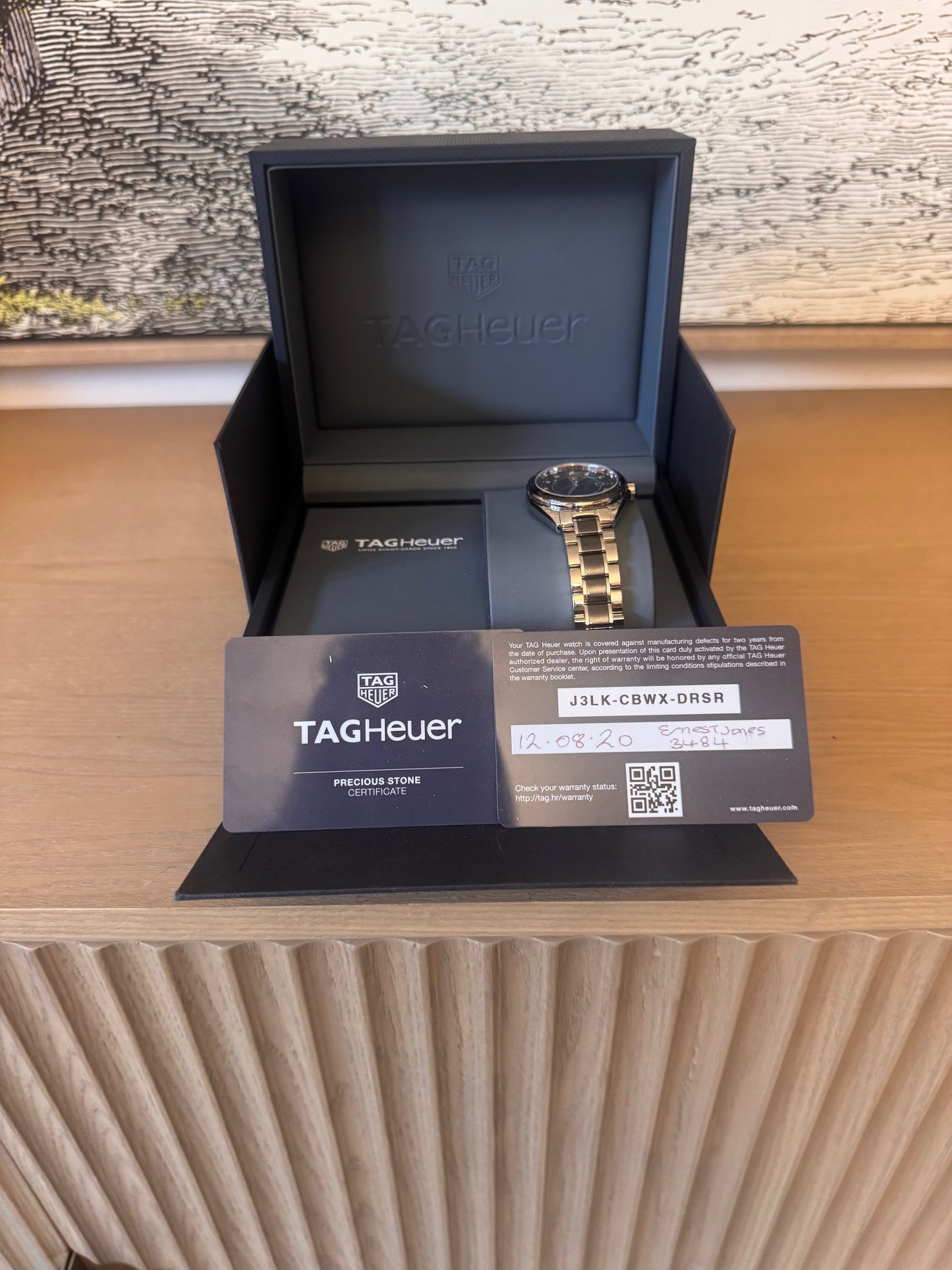 pre owned Tag Heuer Aquaracer 500 M Formula 1 Quartz Watch in box with cards