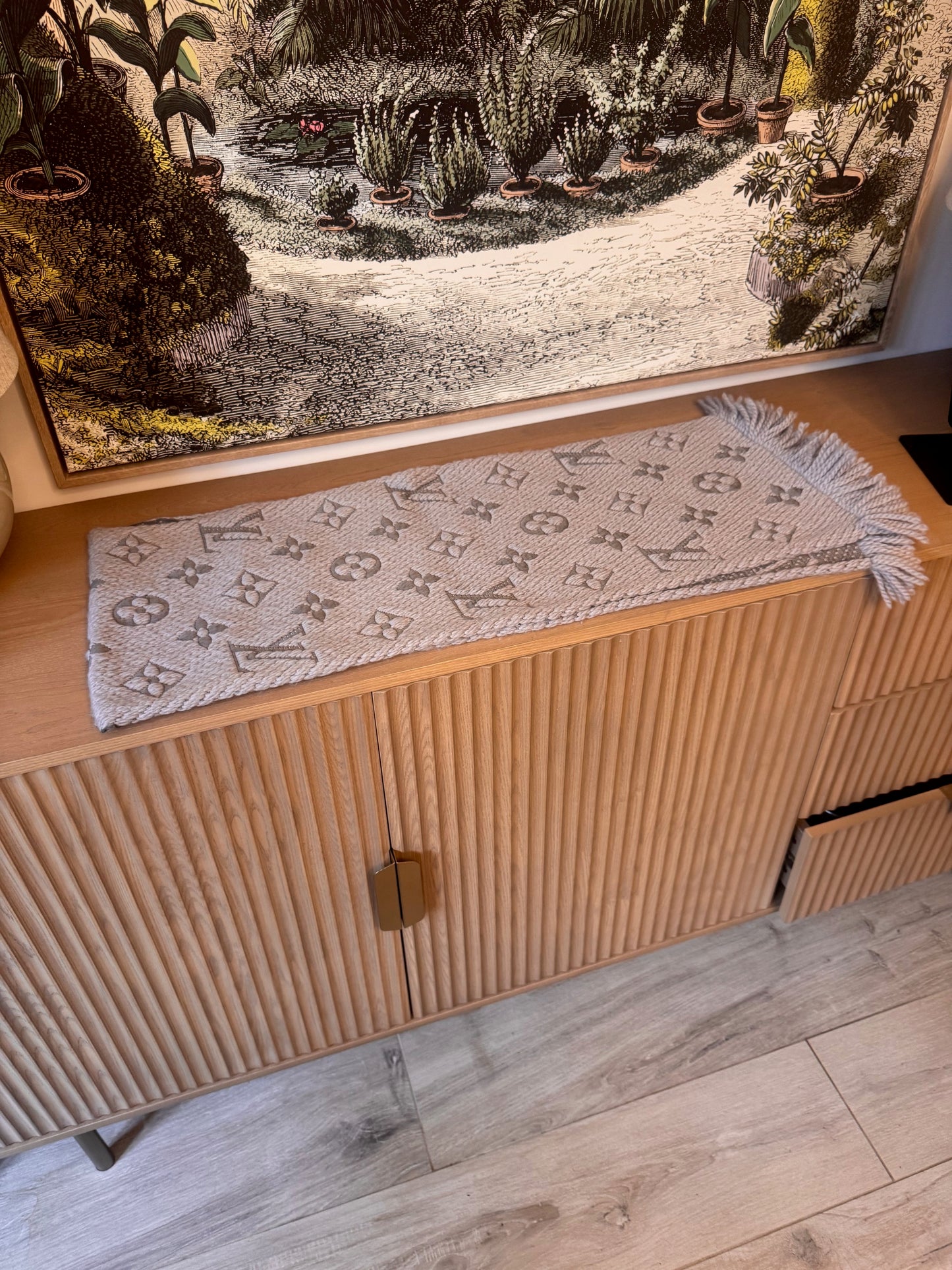 Louis Vuitton Grey Monogram Wool Silk Scarf