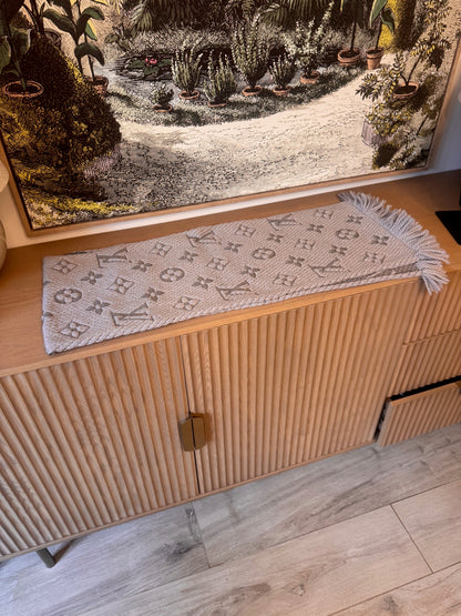 Louis Vuitton Grey Monogram Wool Silk Scarf