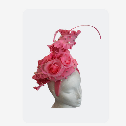 Handmade Pink Helter Skelter Floral Fascinator