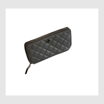 Chanel Grey Lambskin Quilted Purse