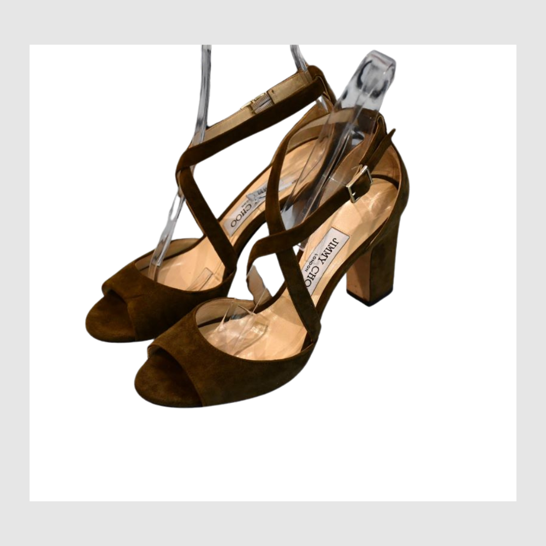 Jimmy Choo Carrie Brown Suede Sandals (37.5)