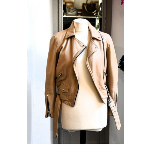 All Saints Caramel Leather Jacket (10)