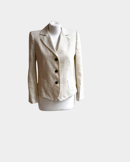 preowned Armani Antinea Stripe Cream Blazer