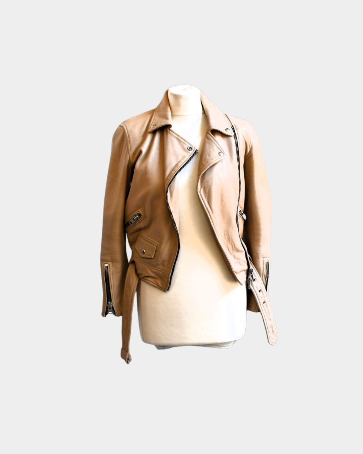 All Saints Caramel Leather Jacket (10)