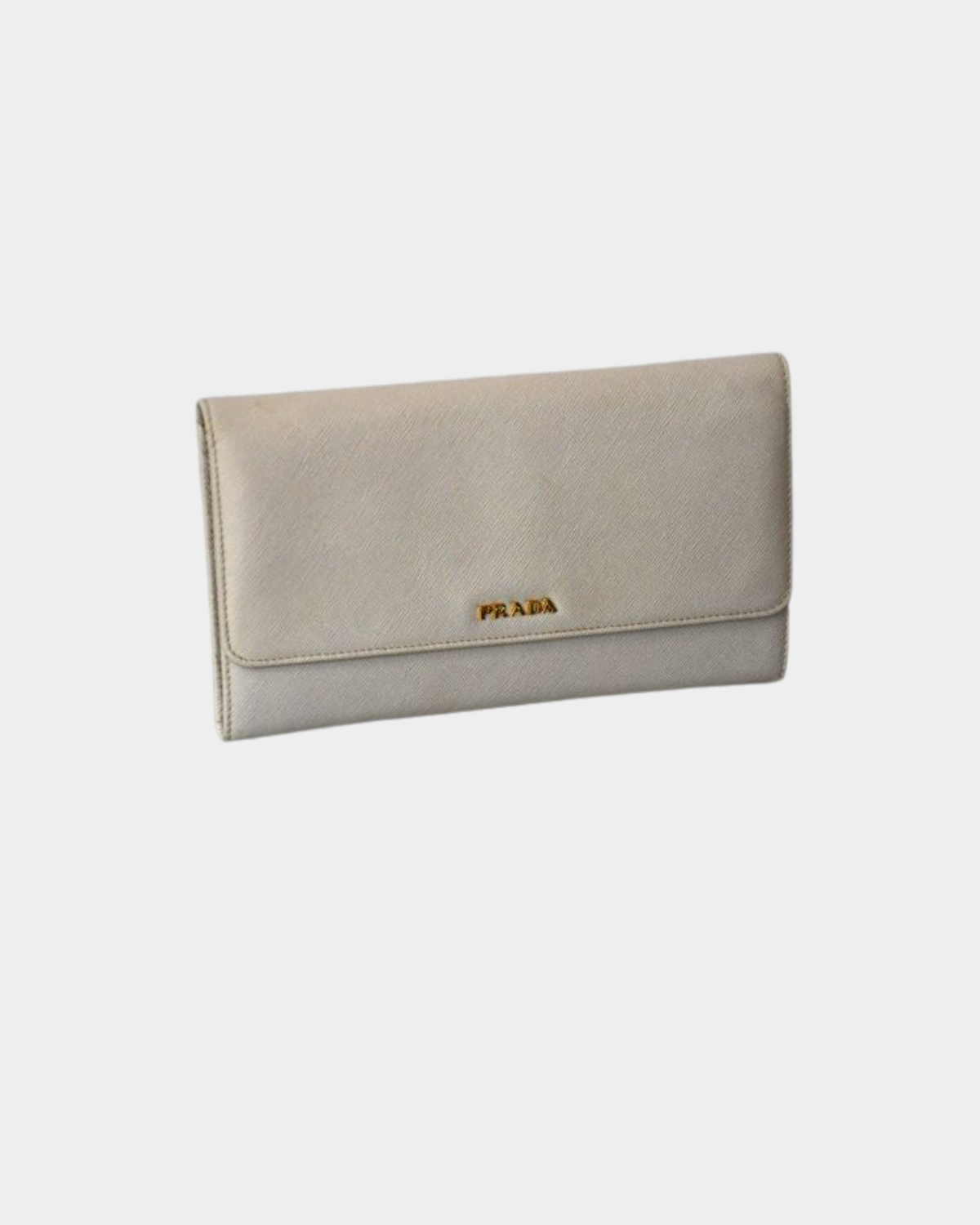 pre owned Prada Saffiano Off White Clutch 