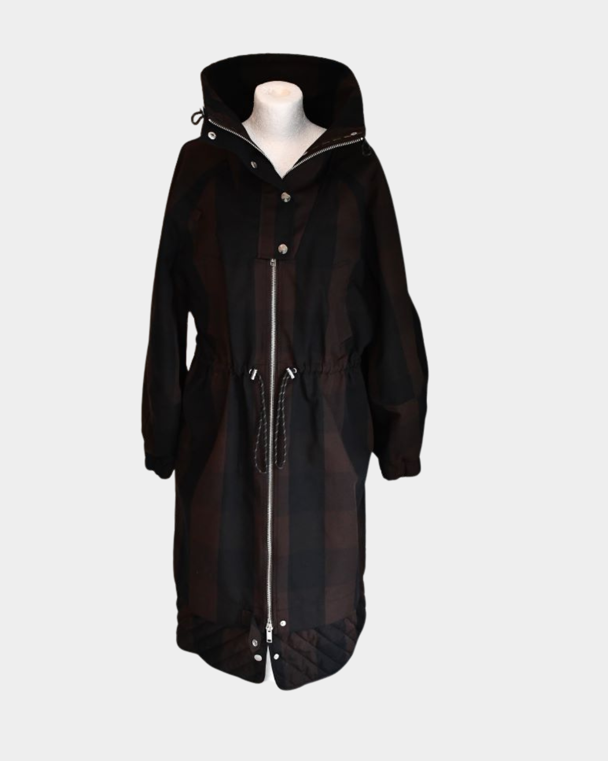 Pre owned Ganni Brown Checked double cotton Oversized Brown Coat  