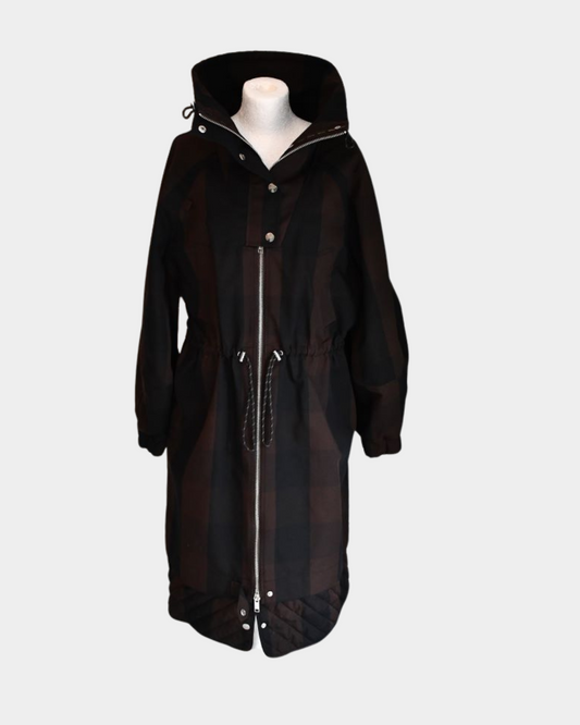 Pre owned Ganni Brown Checked double cotton Oversized Brown Coat  