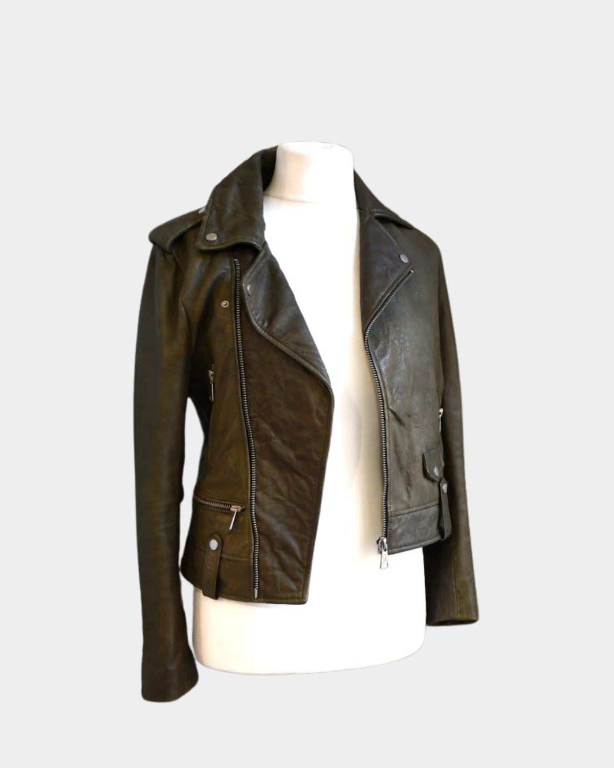 7 for All Mankind Olive Leather Jacket